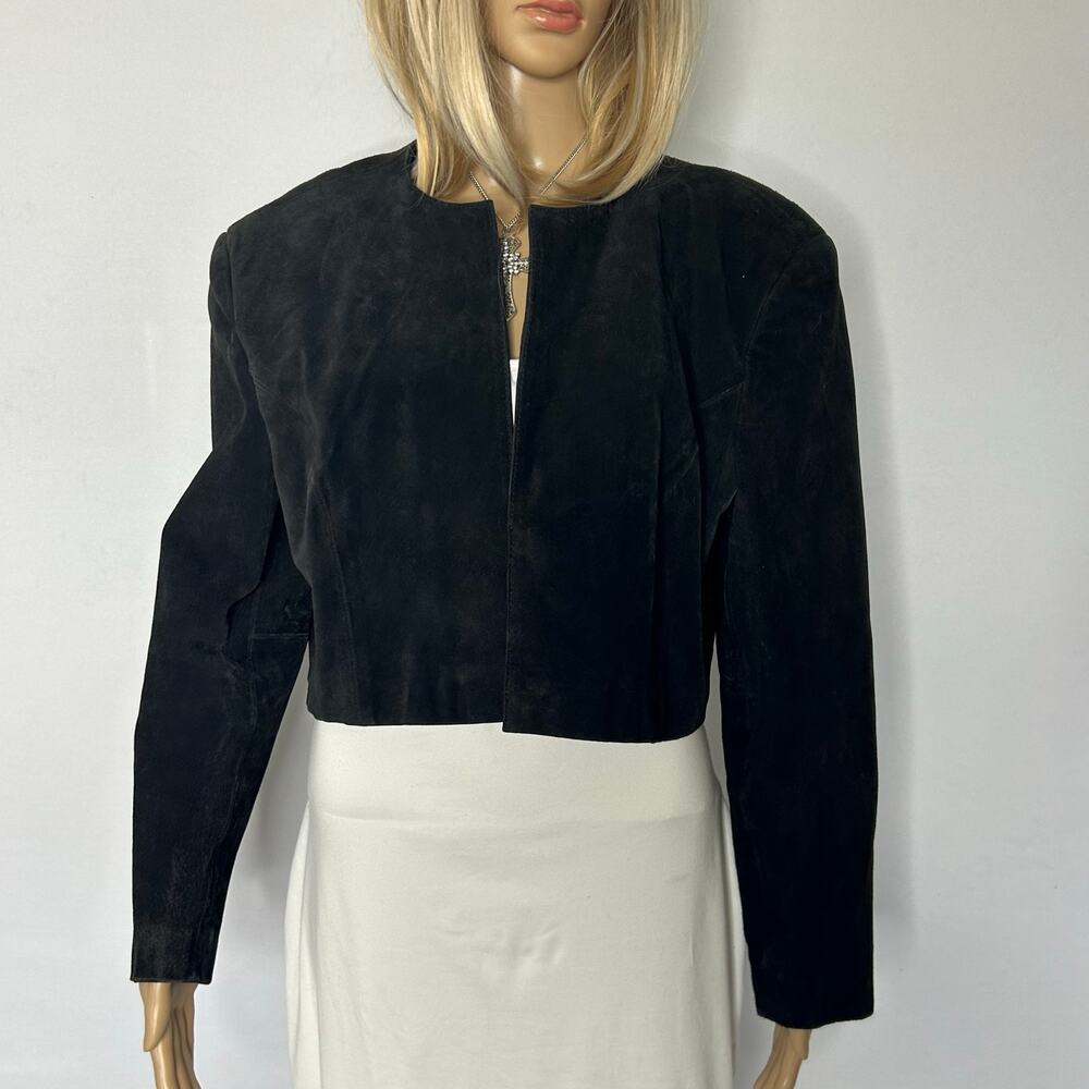 Wilsons Leather Women’s L Black Genuine Leather Cropped Jacket Vintage 90s Y2K